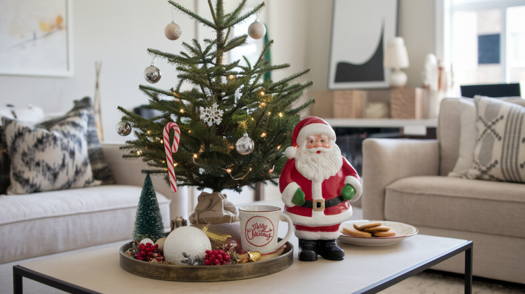 Festive vignette for modern living room