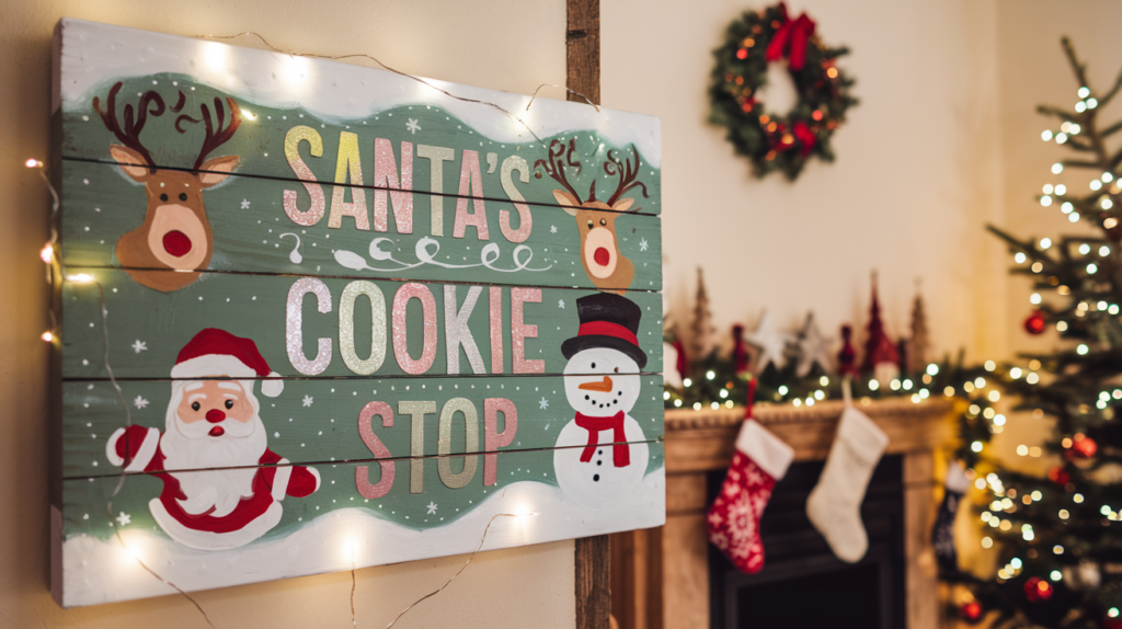 Christmas Wall Art with the words 'Santa's Cookie Stop'