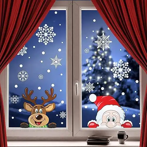 300 PCS Christmas Snowflake Window Cling Stickers for Glass