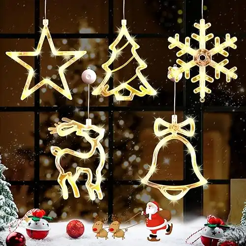 Brightown 5pcs LED Christmas Window Lights Silhouette Decoration Battery Operated